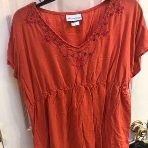 Women’s orange maternity short sleeve shirt